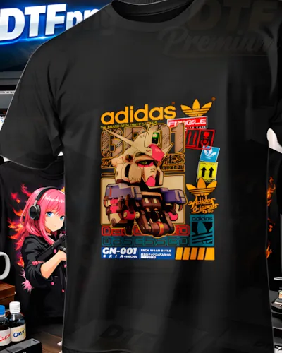 Diseño DTF Adidas Gundam Cobre de la colección Adidas para playeras personalizadas.