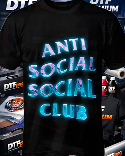 Mockup DTF de Anti Social Celeste Texturizado para publicacion editorial dtf-anti-social-social-club-playeras