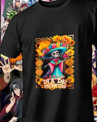 diseños DTF Día de Muertos para impresión DTF: Catrina Rosa Bordada