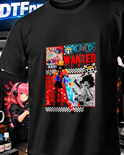Diseño DTF Broly Wanted Crossover de la colección Dragon Ball para playeras personalizadas.