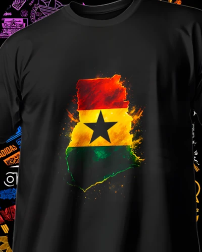 diseños DTF de escudos de equipos del Mundial para impresión DTF: Ghana Orgullo Estelar