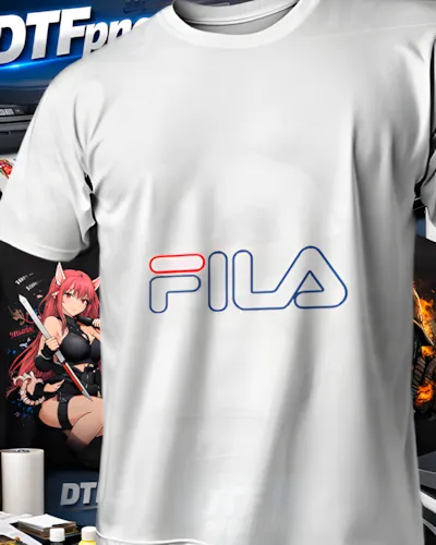 Mockup DTF de Fila Outline Blanco para publicacion editorial dtf-fila-playeras