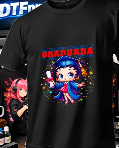diseños DTF Graduación para impresión DTF: Betty Boop Graduada