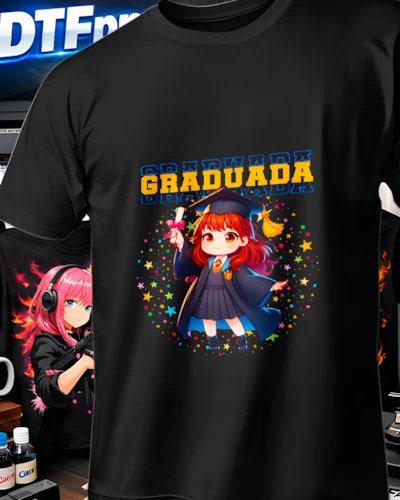 diseños DTF Graduación para impresión DTF: Chica Anime Graduada