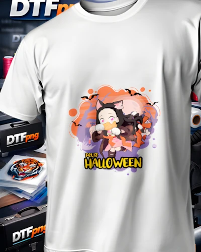 diseños DTF Halloween para impresión DTF: Nezuko Feliz Halloween