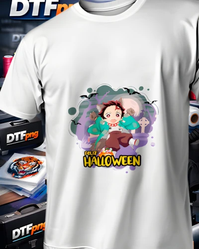 diseños DTF Halloween para impresión DTF: Tanjiro Feliz Halloween