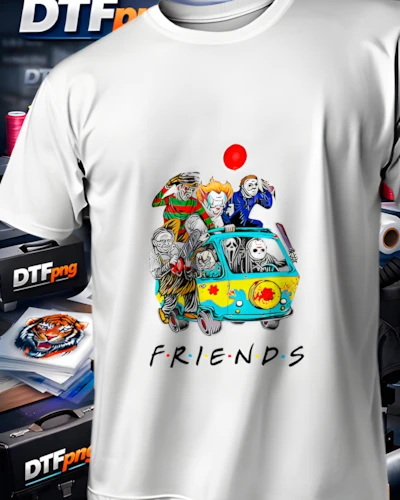 diseños DTF Halloween para impresión DTF: Friends en la Van del TerrorV