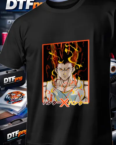 Mockup para playera del diseño Hisoka Llama Naranja, colección Hunter x Hunter