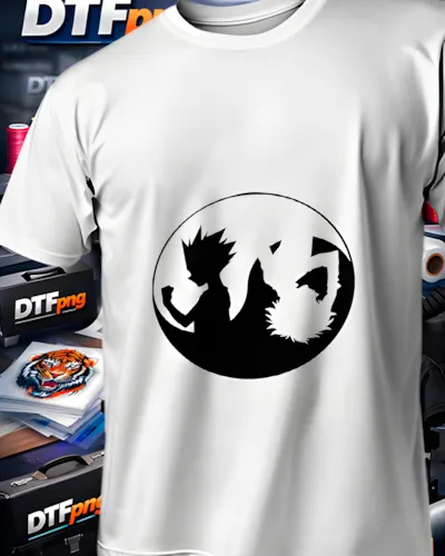 Mockup para playera del diseño Hunter x Hunter Siluetas, colección Hunter x Hunter
