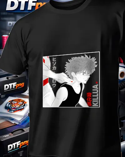 Mockup para playera del diseño Killua Manga Negro, colección Hunter x Hunter