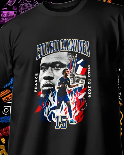 diseños DTF de jugadores Mundial 2026 para impresión DTF: Eduardo Camavinga Francia 2026
