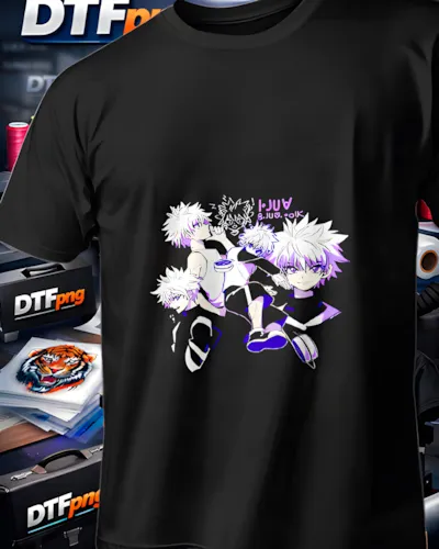 Mockup para playera del diseño Gojo Jujutsu Duo Púrpura, colección Jujutsu Kaisen