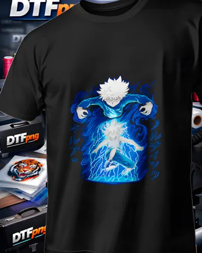 Mockup para playera del diseño Gojo Energía Azul, colección Jujutsu Kaisen
