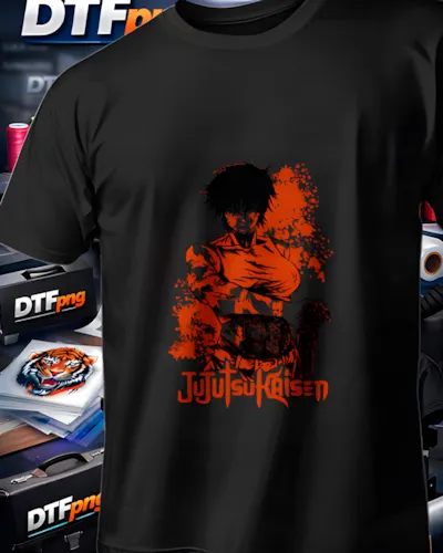 Mockup para playera del diseño Jujutsu Kaisen Naranja, colección Jujutsu Kaisen