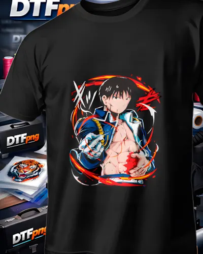 Mockup para playera del diseño Yuta Okkotsu Corte Rojo, colección Jujutsu Kaisen