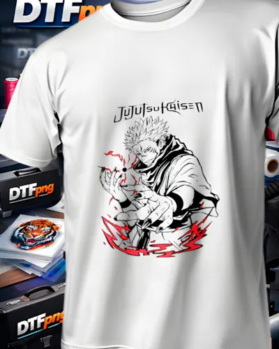 Mockup para playera del diseño Sukuna Energía Roja, colección Jujutsu Kaisen