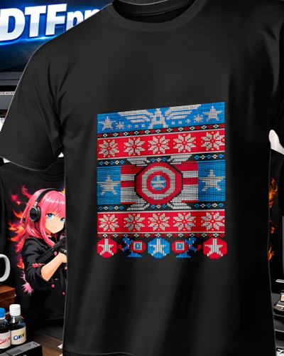Diseño DTF de escudo para playera de superheroe
