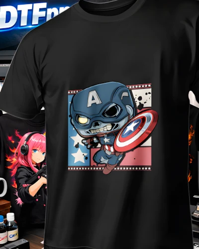 Diseño DTF chibi para playera de fan