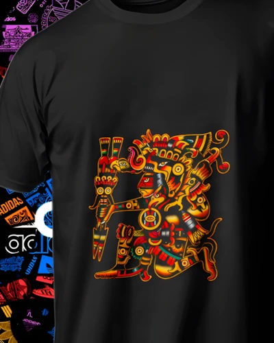 diseños DTF México para impresión DTF: Dios Mexica de Colores