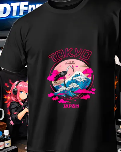 Mockup para playera del diseño Tokyo Japón Grulla, colección Moda Urbana Gráfica