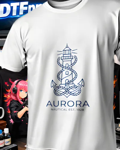 Mockup para playera del diseño Aurora Náutico Ancla, colección Moda Urbana Gráfica