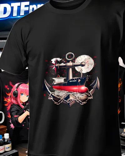 Mockup para playera del diseño Barco Noche Brújula, colección Moda Urbana Gráfica