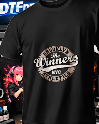 Mockup para playera del diseño Brooklyn Ganadores Insignia, colección Moda Urbana Gráfica