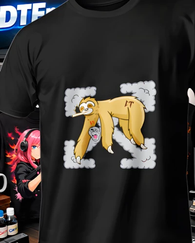 Mockup DTF de Perezoso Tumbado Amarillo para publicacion editorial dtf-natanael-cano-playeras