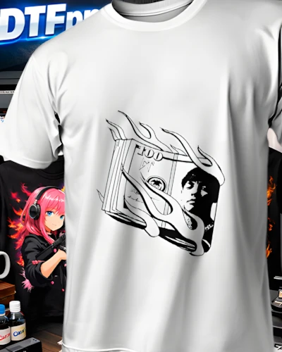 Mockup DTF de Billete en Llamas Blanco para publicacion editorial dtf-natanael-cano-playeras