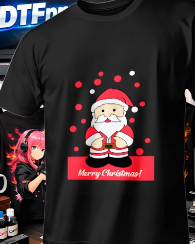 diseños DTF Navidad para impresión DTF: Santa Claus Burbujas