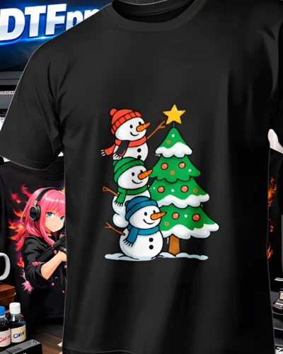 diseños DTF Navidad para impresión DTF: Trio de Muñecos de Nieve