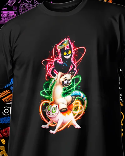 Mockup DTF neon para playera de nostalgia
