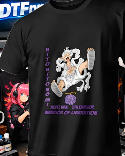 Diseño DTF Nika Guerrero de la Liberacion de la colección One Piece para playeras personalizadas.