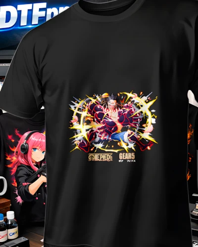 Diseño DTF Gear 5 Explosion Neon de la colección One Piece para playeras personalizadas.