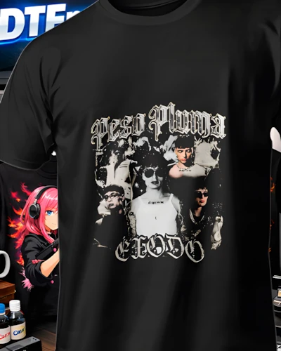 Mockup DTF de Peso Pluma Banda Oscura para publicacion editorial dtf-peso-pluma-playeras