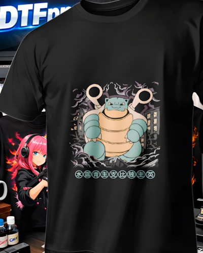 Diseño DTF Blastoise Vanguardia de la colección Pokemon para playeras personalizadas.