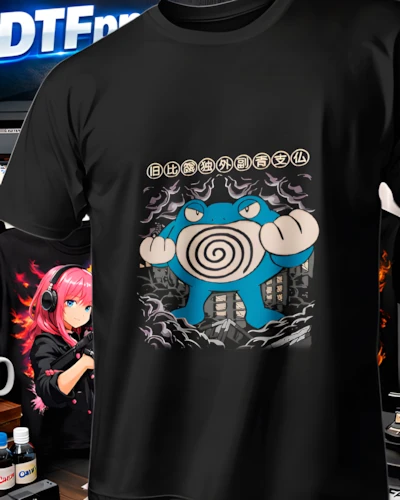 Diseño DTF Poliwrath de Combate de la colección Pokemon para playeras personalizadas.