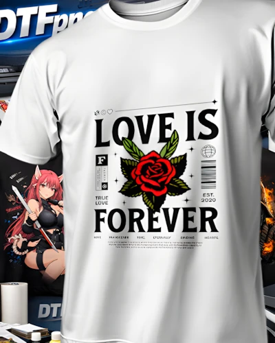 Mockup para playera del diseño Love Is Forever Blanco, colección San Valentín
