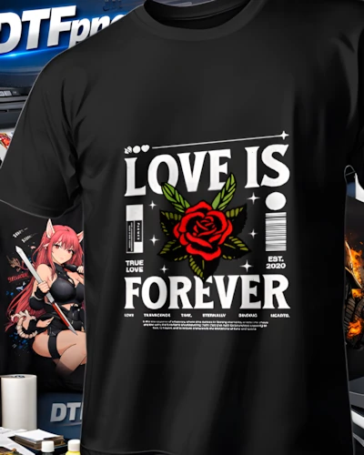 Mockup para playera del diseño Love Is Forever Negro, colección San Valentín