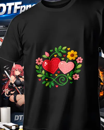 Mockup para playera del diseño Corazones Jardín Negro, colección San Valentín