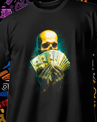 diseños DTF Streetwear para impresión DTF: Calavera del Efectivo